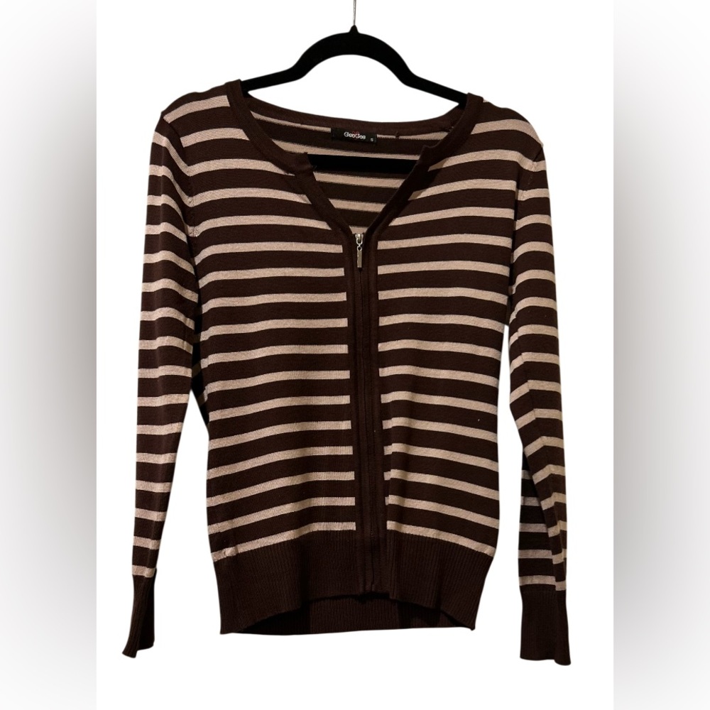 Gee Gee Chocolate and Cream Striped Cardigan